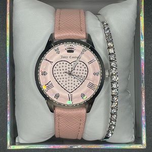 NWT Juicy Couture Pink Watch and Crystal Sparkly Bracelet Set